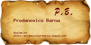 Prodanovics Barna névjegykártya